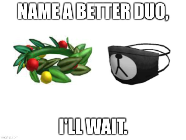 remember when salad hairs used to be everywhere? | NAME A BETTER DUO, I'LL WAIT. | image tagged in roblox | made w/ Imgflip meme maker