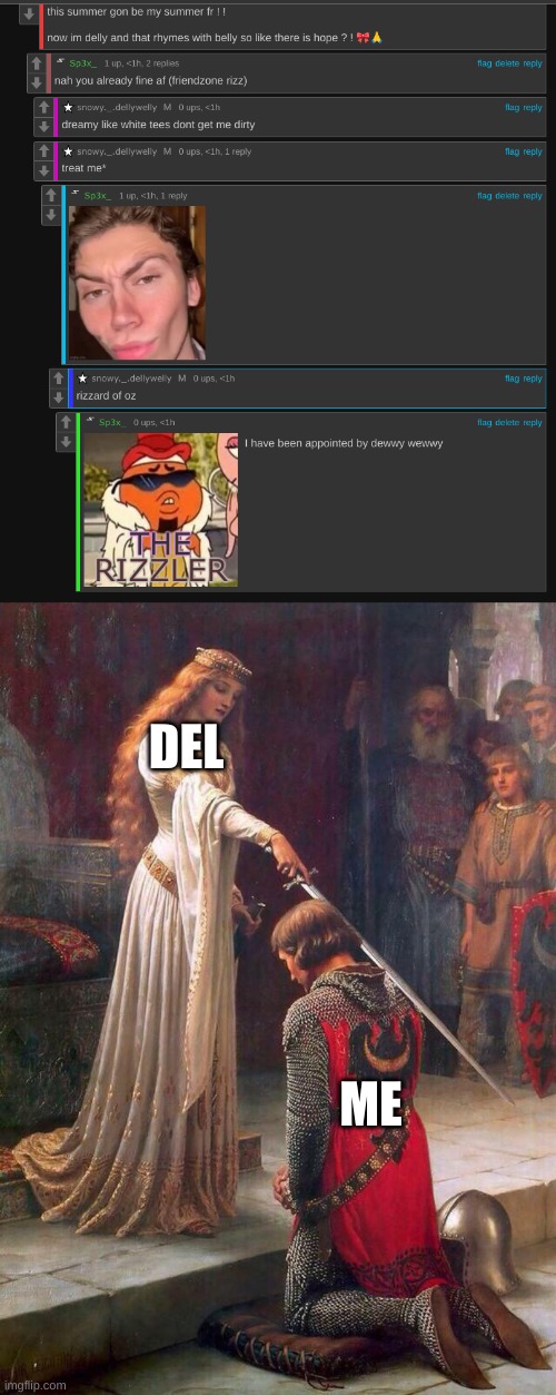 You may now call me Sir Rizzler the first | DEL; ME | image tagged in knighting | made w/ Imgflip meme maker