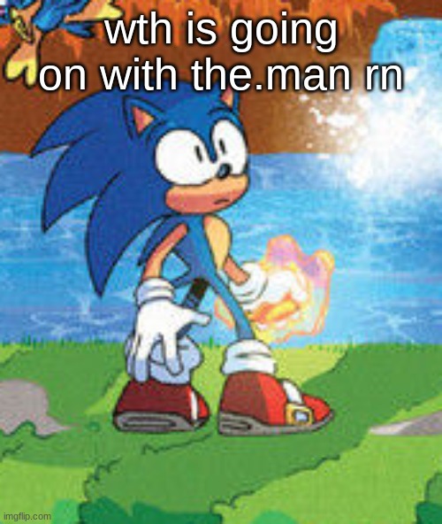 bro always gets into drama | wth is going on with the.man rn | image tagged in sonic confused | made w/ Imgflip meme maker