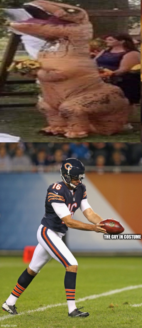 THE GUY IN COSTUME | image tagged in memes,laughing leo,chicago punter | made w/ Imgflip meme maker