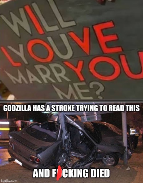 image tagged in godzilla had a stroke trying to read this and ing died gtr | made w/ Imgflip meme maker