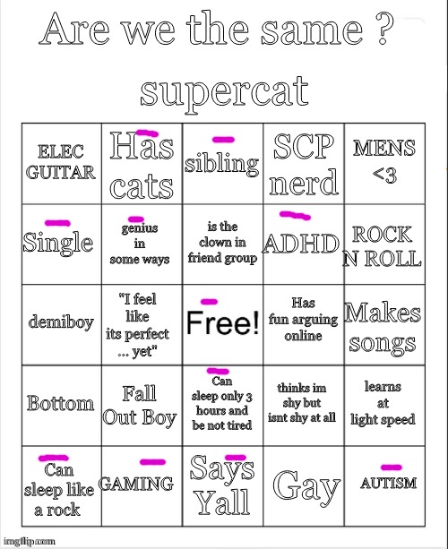 Ima keep trying bingo's 'till I get one | image tagged in supercat bingo | made w/ Imgflip meme maker