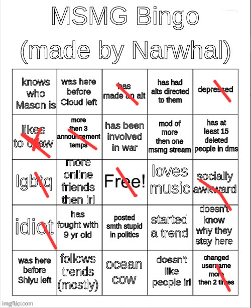 YEAHHHHH NO BINGO!! AMAZING | image tagged in msmg bingo | made w/ Imgflip meme maker