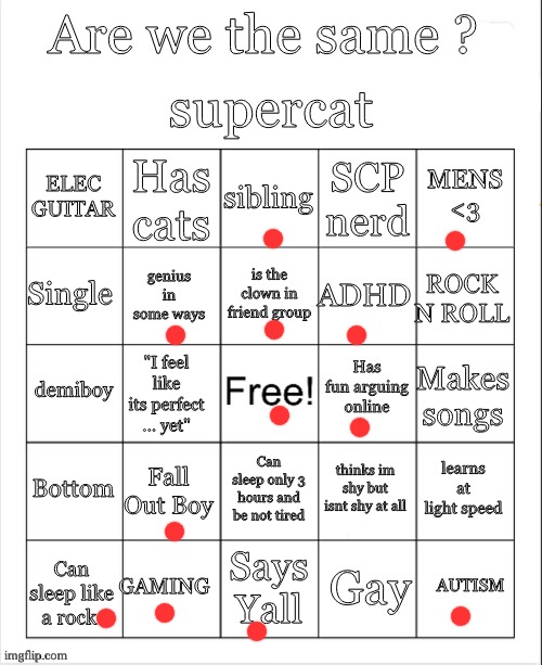 Supercat bingo | image tagged in supercat bingo | made w/ Imgflip meme maker