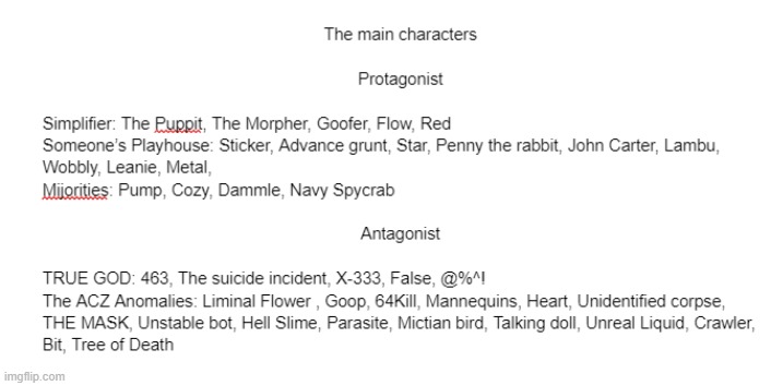 Here is a cartoony show concept and this is the characters | made w/ Imgflip meme maker