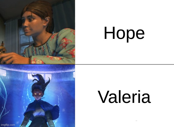 Hope vs. Valeria | Hope; Valeria | image tagged in memes,samantha maxis,call of duty,fortnite | made w/ Imgflip meme maker