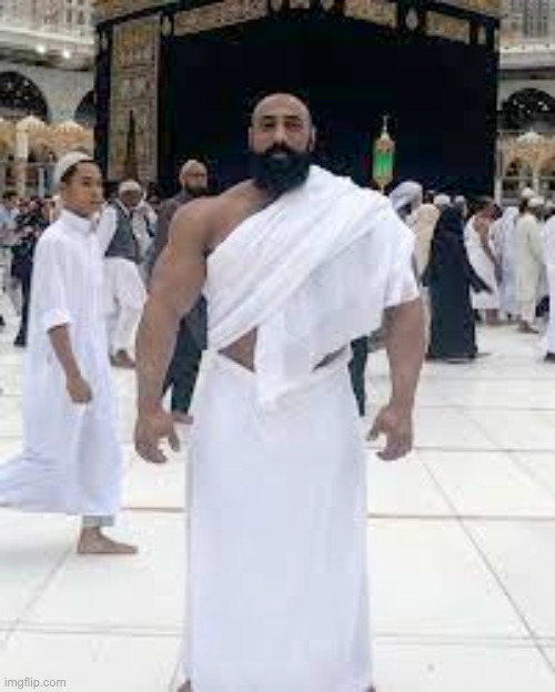 Kratos | image tagged in chad infront of kaaba | made w/ Imgflip meme maker