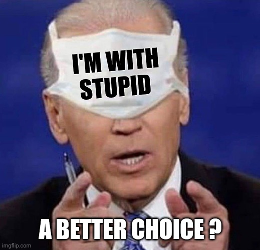 CREEPY UNCLE JOE BIDEN | I'M WITH STUPID A BETTER CHOICE ? | image tagged in creepy uncle joe biden | made w/ Imgflip meme maker