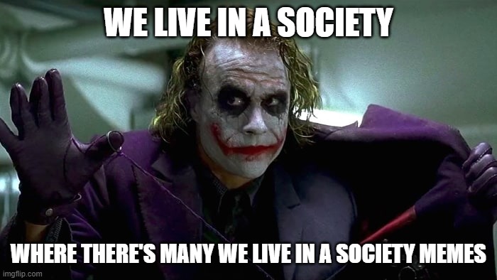 We live in a society | WE LIVE IN A SOCIETY; WHERE THERE'S MANY WE LIVE IN A SOCIETY MEMES | image tagged in we live in a society | made w/ Imgflip meme maker