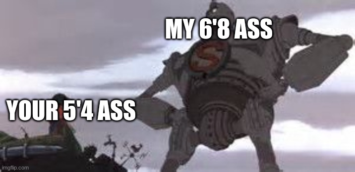 Iron Giant | MY 6'8 ASS YOUR 5'4 ASS | image tagged in iron giant | made w/ Imgflip meme maker
