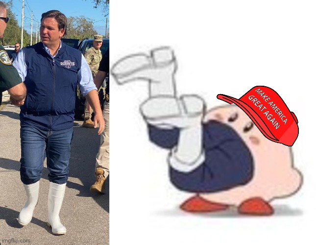 image tagged in ron desantis white boots,kirby vores shoto,they eat their own | made w/ Imgflip meme maker