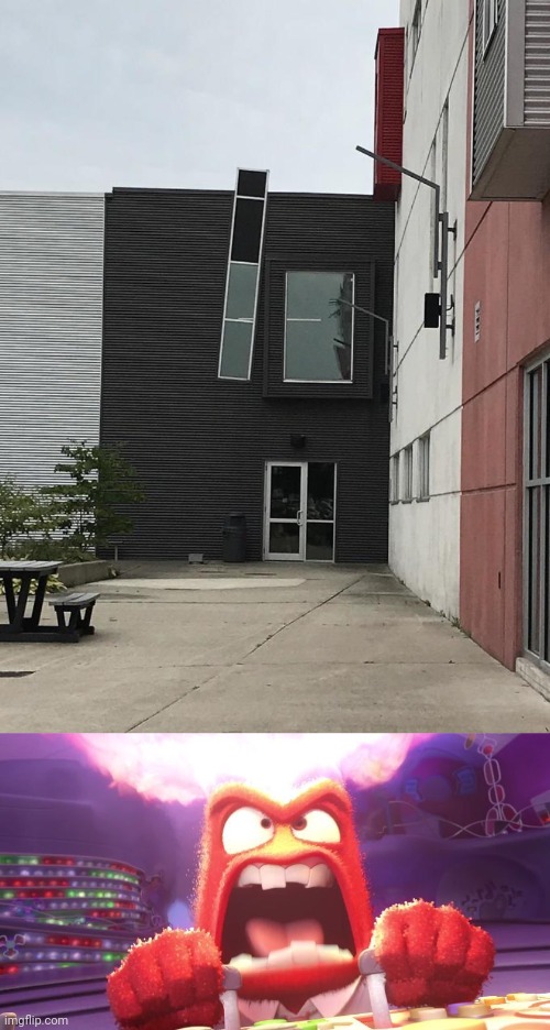 Window sticking out | image tagged in inside out anger,window,windows,you had one job,memes,building | made w/ Imgflip meme maker
