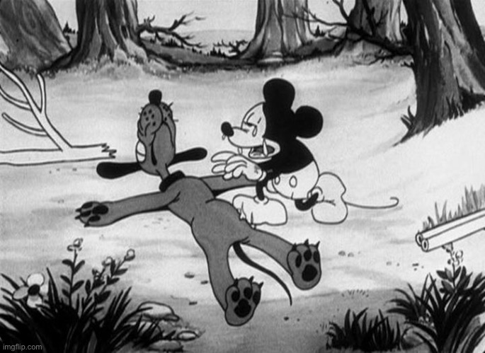 Mickey Mouse with dead Pluto | image tagged in mickey mouse with dead pluto | made w/ Imgflip meme maker