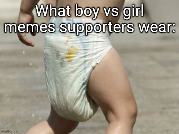 diaper-loaded | What boy vs girl memes supporters wear: | image tagged in diaper-loaded | made w/ Imgflip meme maker
