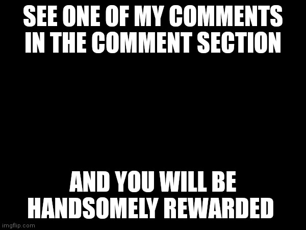 Yes correct | SEE ONE OF MY COMMENTS IN THE COMMENT SECTION; AND YOU WILL BE HANDSOMELY REWARDED | image tagged in memes,comment section | made w/ Imgflip meme maker