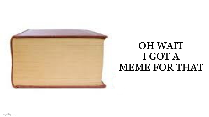 *searches in big book* | OH WAIT I GOT A MEME FOR THAT | image tagged in big book small book | made w/ Imgflip meme maker