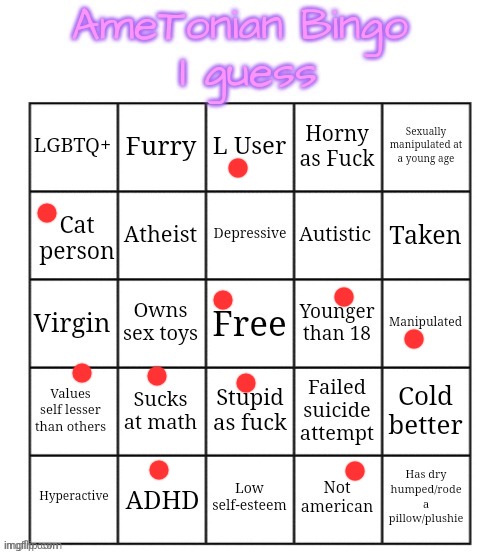 AmeTonian Bingo | image tagged in ametonian bingo | made w/ Imgflip meme maker