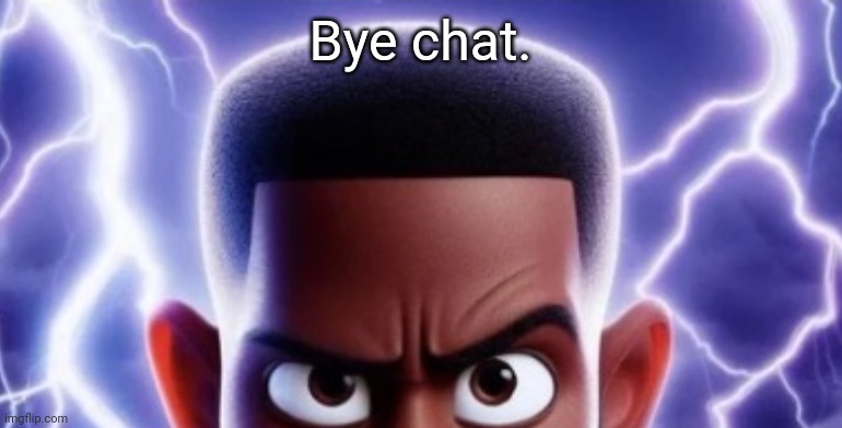 lightning man | Bye chat. | image tagged in lightning man | made w/ Imgflip meme maker