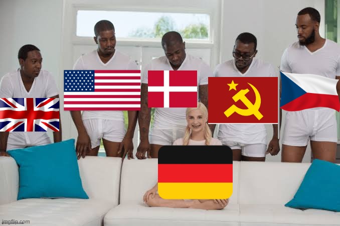 Germany, 1945 | image tagged in one girl five guys | made w/ Imgflip meme maker