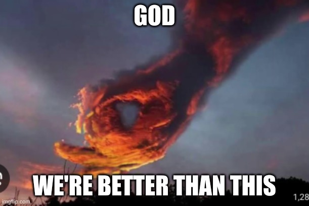 GOD; WE'RE BETTER THAN THIS | image tagged in memes | made w/ Imgflip meme maker