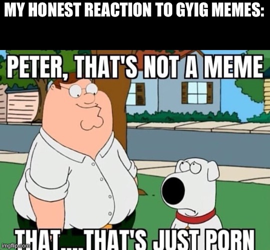 Peter, that's not a meme. | MY HONEST REACTION TO GYIG MEMES: | image tagged in peter that's not a meme | made w/ Imgflip meme maker