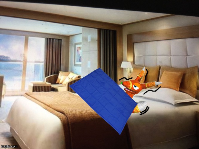 Pretztail is still sick(still with his cold), and is expected to be back in action by the time Saturday rolls around! :D | image tagged in cruise ship bedroom,don't,try,anything,what_are_you | made w/ Imgflip meme maker