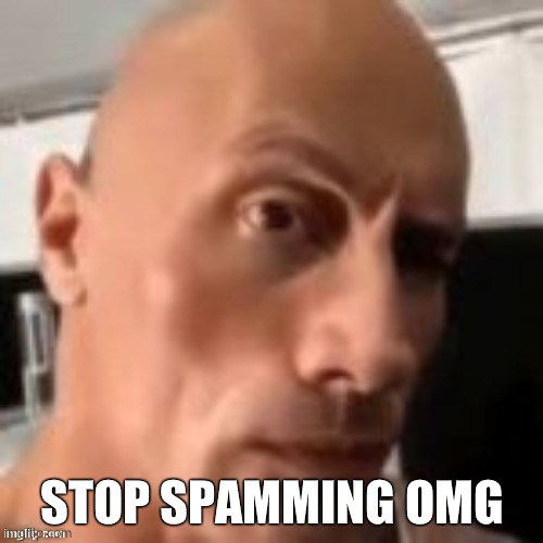 DDLD | STOP SPAMMING OMG | image tagged in rock raising eyebrow | made w/ Imgflip meme maker