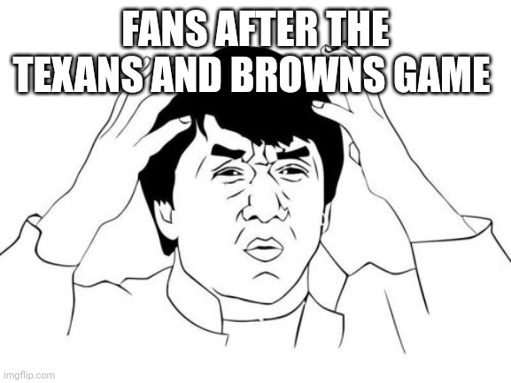 It doesn't matter which team you were cheering for. | FANS AFTER THE TEXANS AND BROWNS GAME | image tagged in memes,jackie chan wtf | made w/ Imgflip meme maker