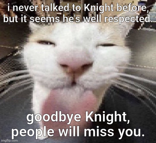 bleh | i never talked to Knight before, but it seems he's well respected. goodbye Knight, people will miss you. | image tagged in bleh | made w/ Imgflip meme maker