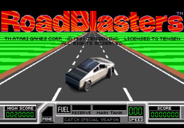 Roadblasters 2024 | image tagged in tesla,elon musk,cybertruck,80s,arcade | made w/ Imgflip meme maker