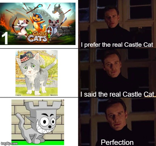 Somewhat of a Castle Cat meme | I prefer the real Castle Cat; I said the real Castle Cat; Perfection | image tagged in i want the real | made w/ Imgflip meme maker