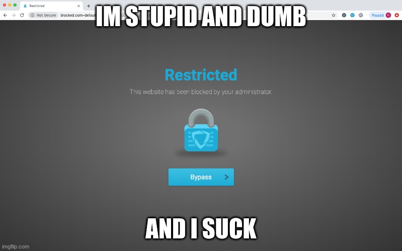 GoGuardian | IM STUPID AND DUMB; AND I SUCK | image tagged in goguardian | made w/ Imgflip meme maker