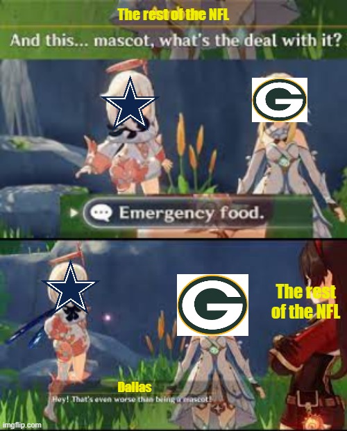 Wild Card Weekend was wild | The rest of the NFL; The rest of the NFL; Dallas | image tagged in green bay packers,dallas cowboys,nfl playoffs,demolition,nfl,memes | made w/ Imgflip meme maker