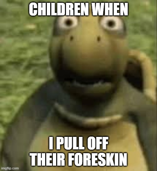 Concerned turtle | CHILDREN WHEN; I PULL OFF THEIR FORESKIN | image tagged in concerned turtle | made w/ Imgflip meme maker