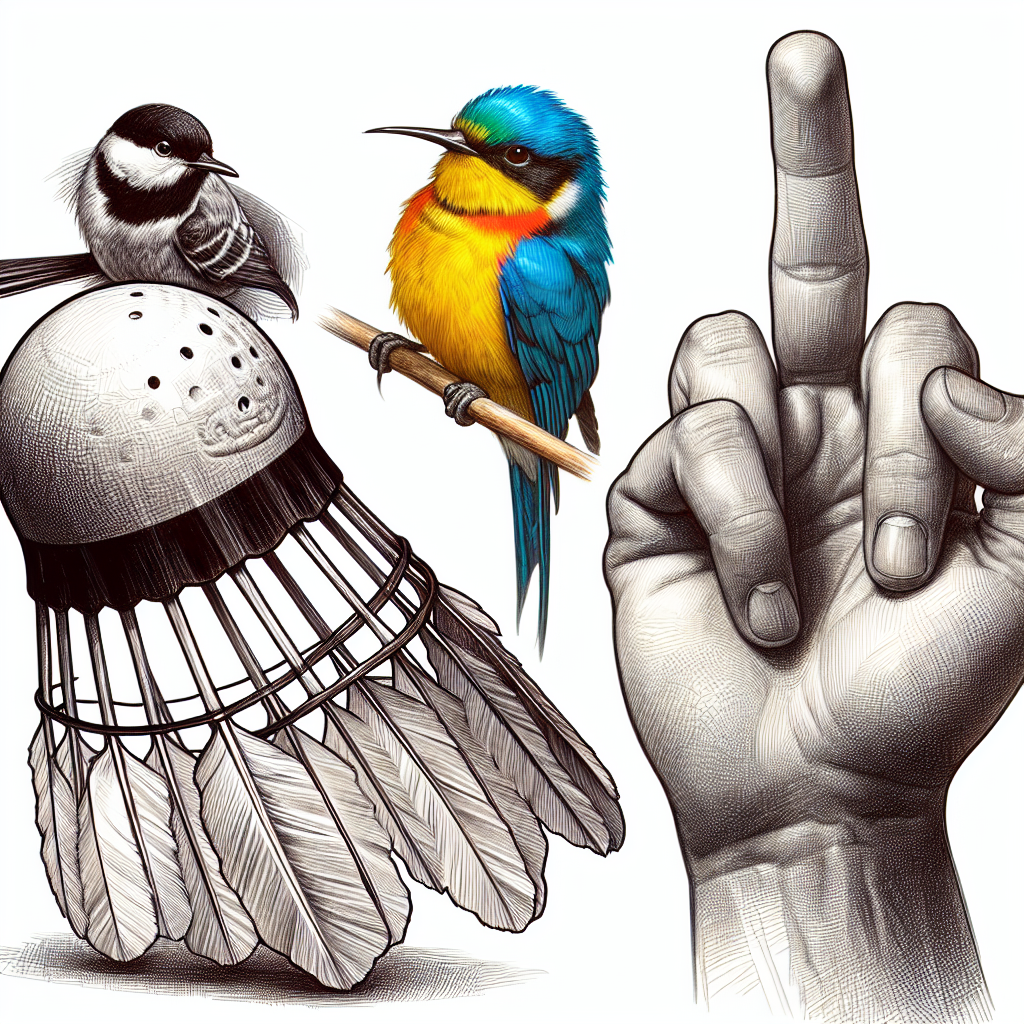 A badminton birdie, a bird, and a middle finger Blank Meme Template