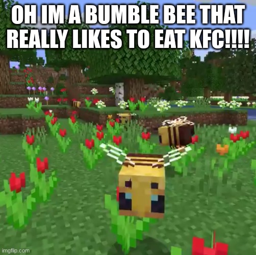 Minecraft bees | OH IM A BUMBLE BEE THAT REALLY LIKES TO EAT KFC!!!! | image tagged in minecraft bees | made w/ Imgflip meme maker