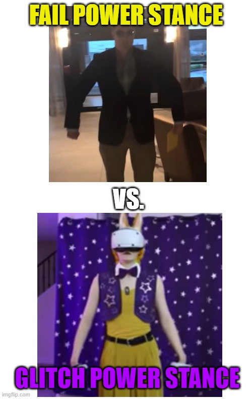 WHO WOULD WIN??? | FAIL POWER STANCE; VS. GLITCH POWER STANCE | image tagged in failboat,fnaf,kirby,nightcove,glitchtrap,help wanted2 | made w/ Imgflip meme maker