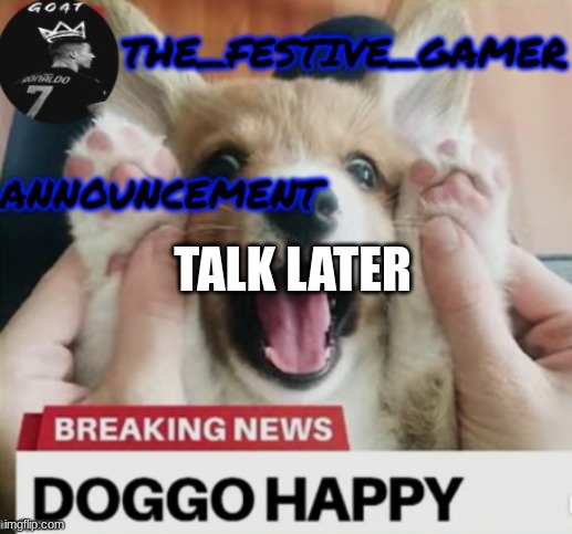 the festive gamer temp | TALK LATER | image tagged in the festive gamer temp | made w/ Imgflip meme maker