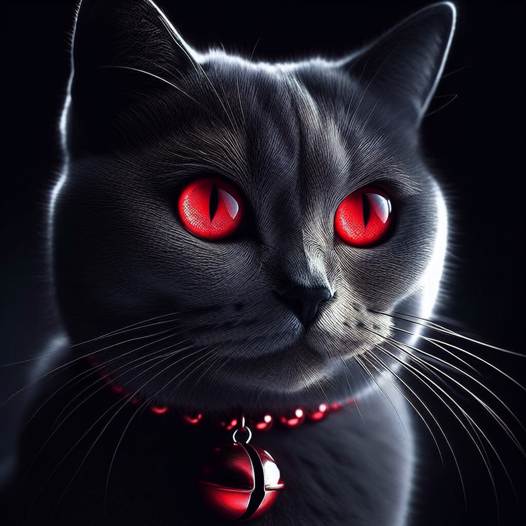 Cat with a bell around it with red eyes Blank Meme Template