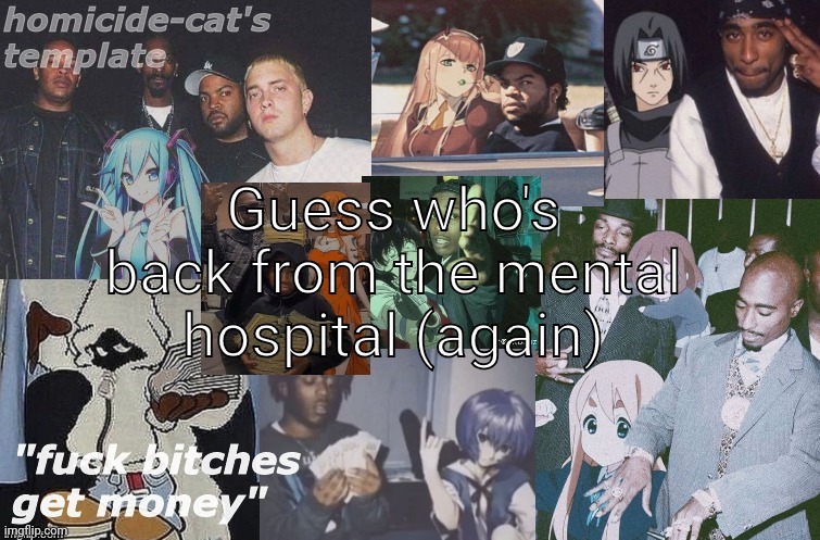 They said next time I go I won't go home :] | Guess who's back from the mental hospital (again) | image tagged in homicide-cat's template | made w/ Imgflip meme maker