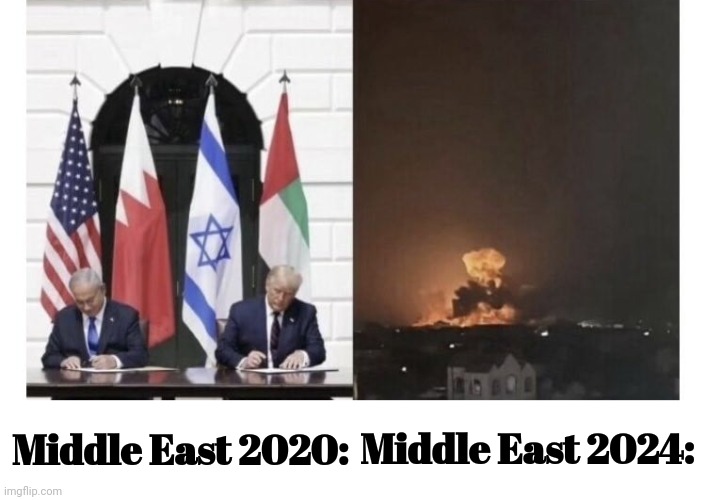 War Or Peace: Your Choice | Middle East 2020:; Middle East 2024: | image tagged in war or peace | made w/ Imgflip meme maker