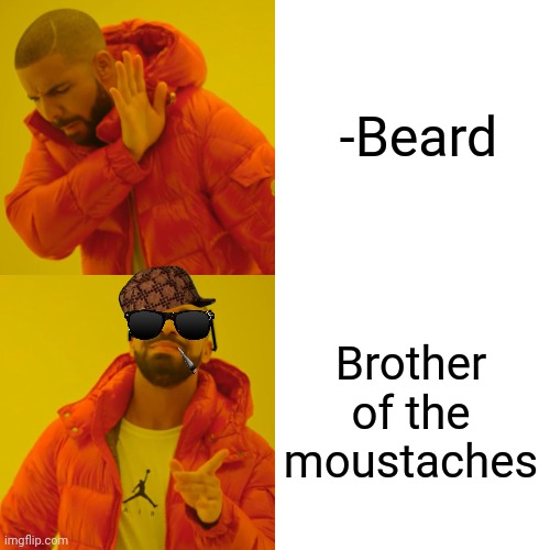 -Hello, my sibling. | -Beard; Brother of the moustaches | image tagged in memes,drake hotline bling,neckbeard libertarian,moustache,imgflip big brother logo,so true | made w/ Imgflip meme maker
