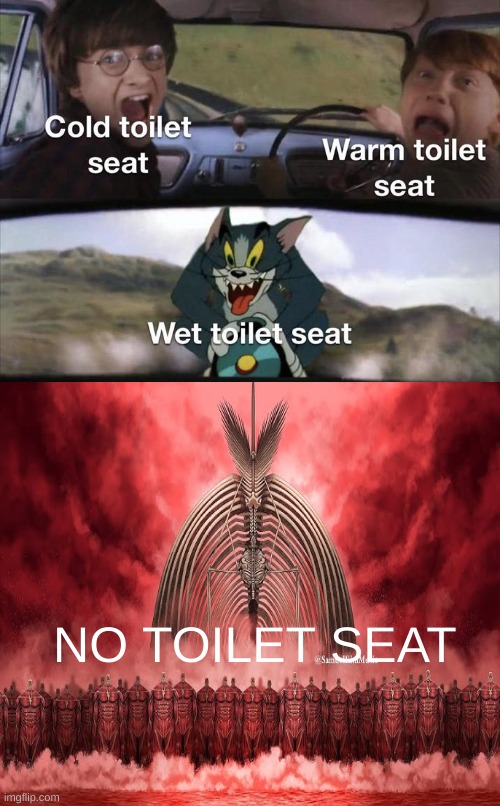 visble disgust | NO TOILET SEAT | image tagged in animeme,aot,toilet,toilet seat | made w/ Imgflip meme maker