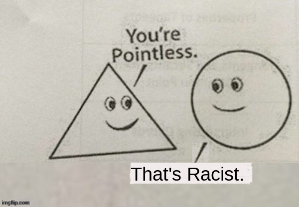 bruh | That's Racist. | image tagged in your pointless | made w/ Imgflip meme maker