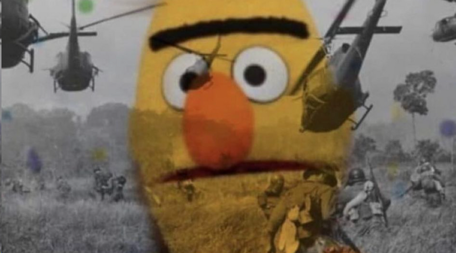 High Quality Bert Staring War Zone Blank Meme Template