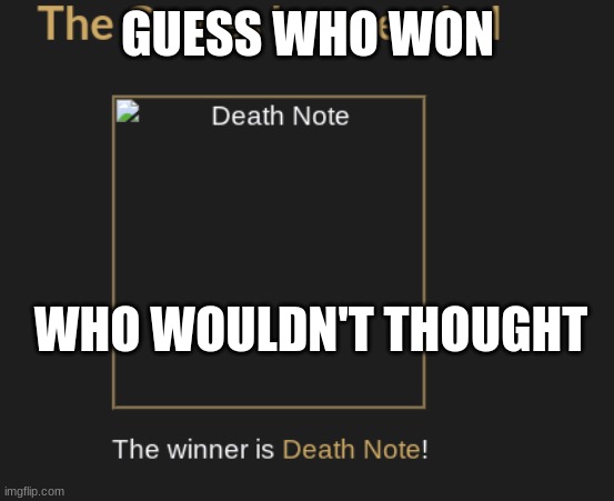 GUESS WHO WON WHO WOULDN'T THOUGHT | made w/ Imgflip meme maker