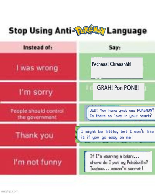 Use only Pokemon language in comments | made w/ Imgflip meme maker