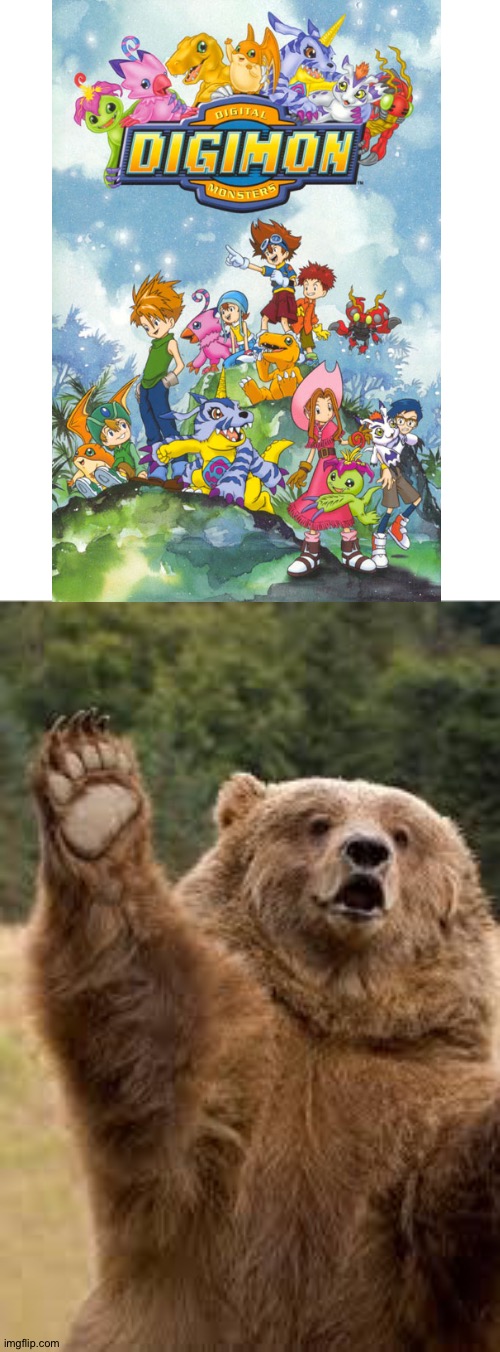 Even Bears love Digimon | image tagged in happy bear | made w/ Imgflip meme maker