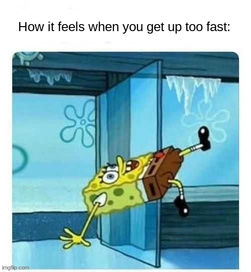 why do we need a title | How it feels when you get up too fast: | image tagged in spunch bop,spongebob,airheaded,get up,too fast,wow this is a tag | made w/ Imgflip meme maker