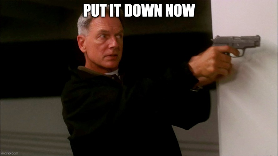 NCIS GIBBS | PUT IT DOWN NOW | image tagged in ncis gibbs | made w/ Imgflip meme maker